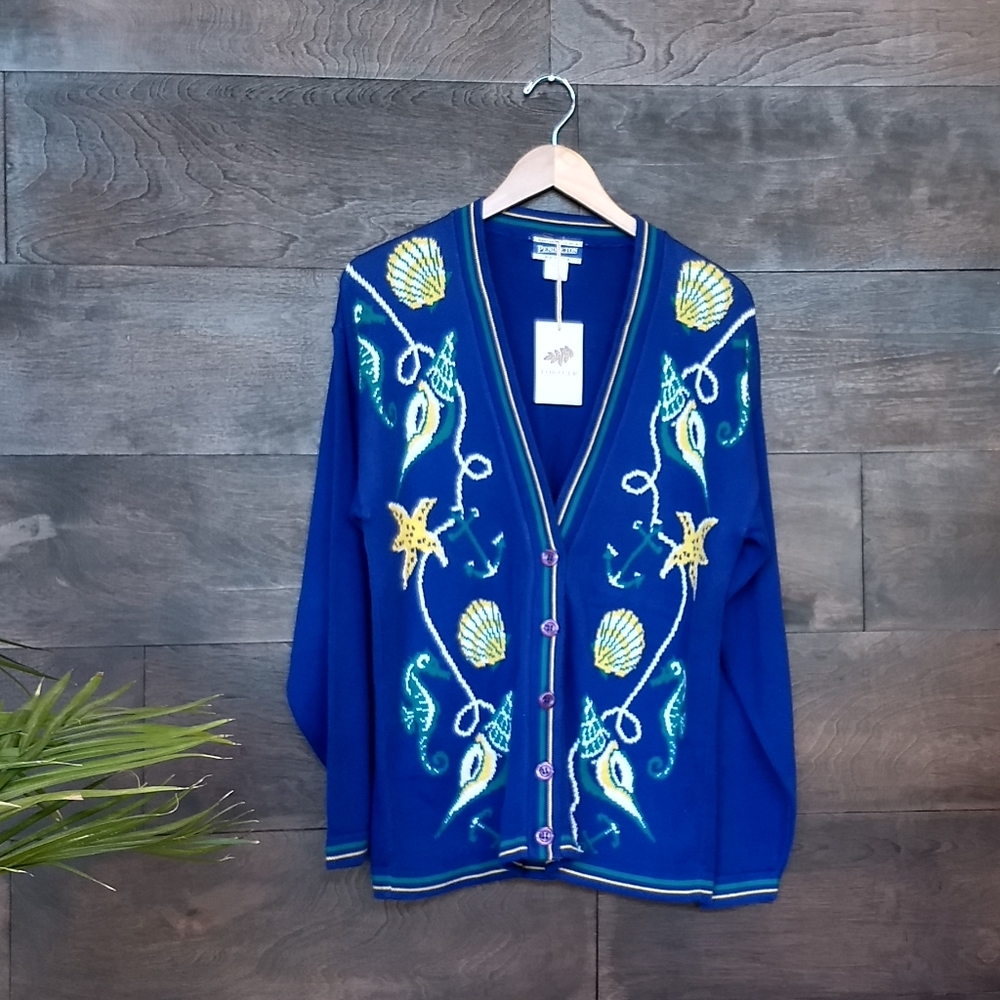 Pendleton Nautical Themed Royal Blue Cardigan